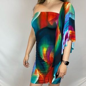 One Shoulder Multicolor Dress